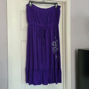 Purple strapless dress w/silver embellishments XL